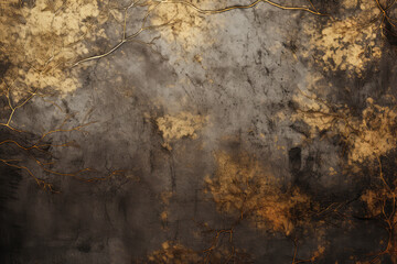 Rustic dark background, blending into gold leaf veins, adds a touch of classic sophistication to your creative projects. 