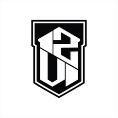 ZV Logo monogram hexagon geometric up and down inside shield isolated style design template