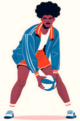 Fototapeta na wymiar Summer activity Illustration, playing volleyball