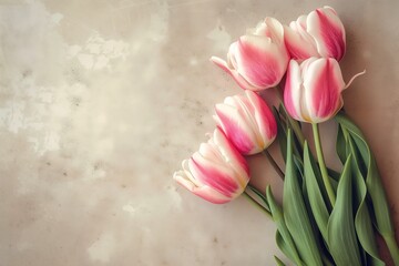 three pink tulips white table light background transparent gray while marble being rest peace listing please best aquiline features holding gift thank blurred - obrazy, fototapety, plakaty