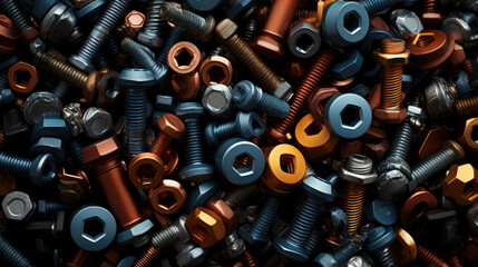 Screws and bolts photo background pattern