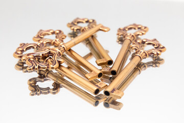 Golden Keys on white background