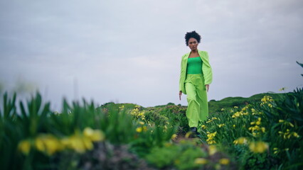 Contemporary dancer performing nature. African woman artist dancing modern style