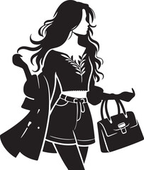 vector illustration of a girl with handbag