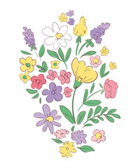 Hand Drawn Flowers Decorative elements for design Vector illustration