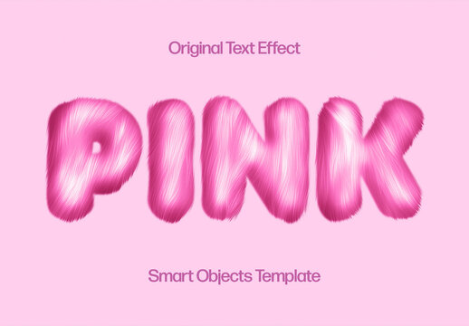 Lovely Pink Furry Text Effect Mockup