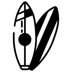 Surfboard glyph and line vector illustration