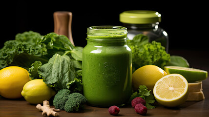 Refreshing Green Smoothie in Jar