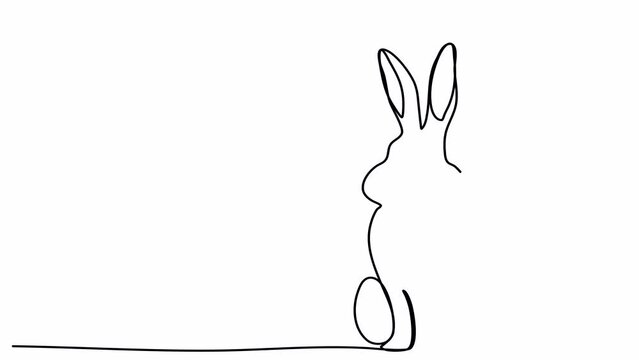 Rabbit, one line drawing animation. Video clip with alpha channel.