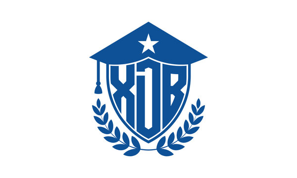 XDB three letter iconic academic logo design vector template. monogram, abstract, school, college, university, graduation cap symbol logo, shield, model, institute, educational, coaching canter, tech