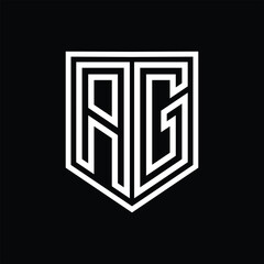 AG Letter Logo monogram shield geometric line inside shield isolated style design