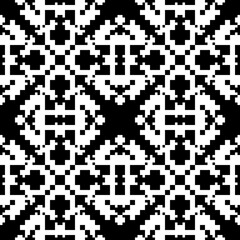 Seamless pattern. Simple shapes ornament. Tribal wallpaper. Ancient backdrop. Figures, squares, polygons. Tribe motif. Ethnic background. Digital paper, web design, textile print, abstract. Vector