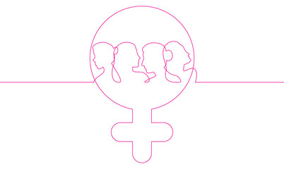 international women's day line art style. vector eps 10