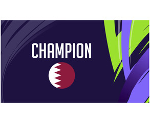 Qatar Champion Emblem Asian Nations 2023 Flag Teams Countries Asian Football Symbol Logo Design Vector Illustration