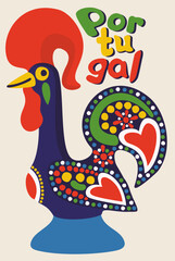 Portuguese rooster of Barcelos. Vector isolated illustration