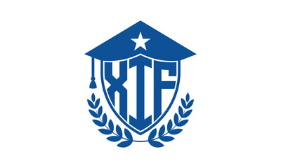 XIF three letter iconic academic logo design vector template. monogram, abstract, school, college, university, graduation cap symbol logo, shield, model, institute, educational, coaching canter, tech