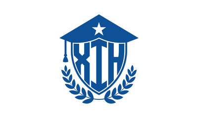 XIH three letter iconic academic logo design vector template. monogram, abstract, school, college, university, graduation cap symbol logo, shield, model, institute, educational, coaching canter, tech