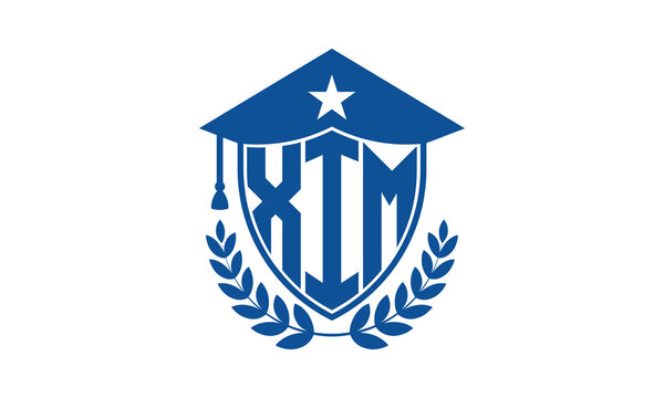 XIM three letter iconic academic logo design vector template. monogram, abstract, school, college, university, graduation cap symbol logo, shield, model, institute, educational, coaching canter, tech