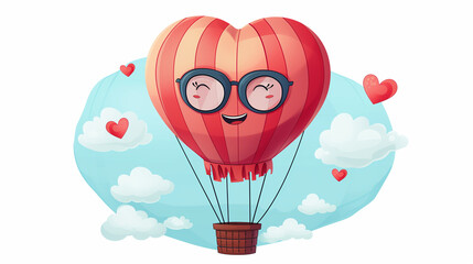 Fototapeta premium heart shaped hot air balloons character