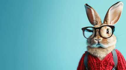 hipster rabbit wearing sunglasses isolated