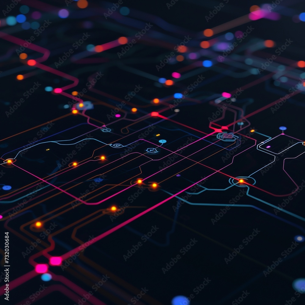 Poster circuit board background. technology and communication concept. 3d rendering. ai.