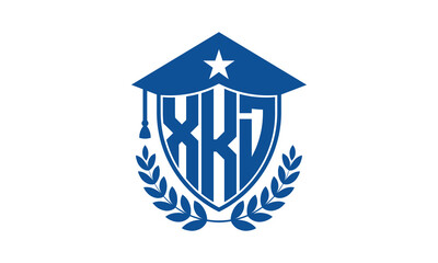 XKD three letter iconic academic logo design vector template. monogram, abstract, school, college, university, graduation cap symbol logo, shield, model, institute, educational, coaching canter, tech