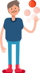 Beard Man Character Playing Ball
