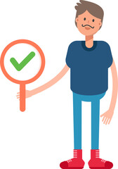 Beard Man Character Showing Check Mark
