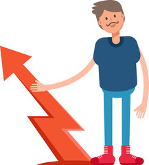 Beard Man Character and Arrow Chart
