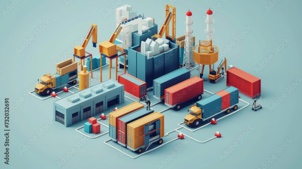 Poster a diagram showing the various stages of the container leasing process from procurement to maintenanc
