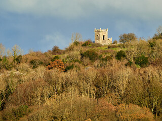 Fototapeta na wymiar Kirkhead Tower near Kents Bank in Cumbria.