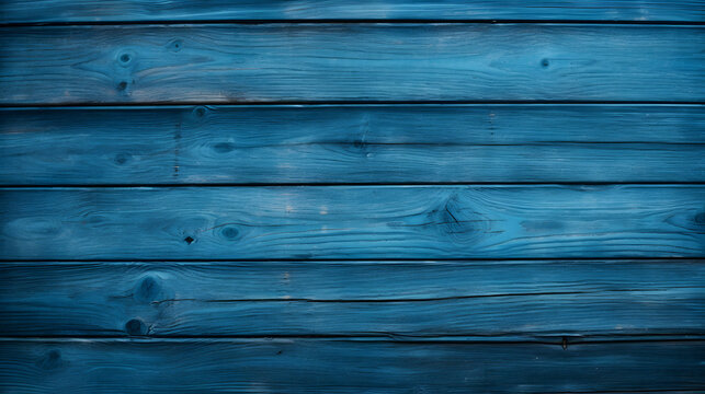 Large Navy Blue Wood Background. Wooden Wall Texture painted blue color. Wood Surface Panel of horizontal Boards, Close up