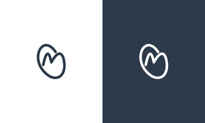 GM initials monoline logo design vector