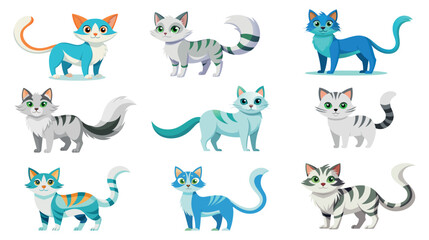 Obraz premium Assorted Cartoon Cats in Various Poses and Patterns
