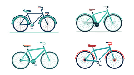 Four Different Types of Bicycles in Various Colors