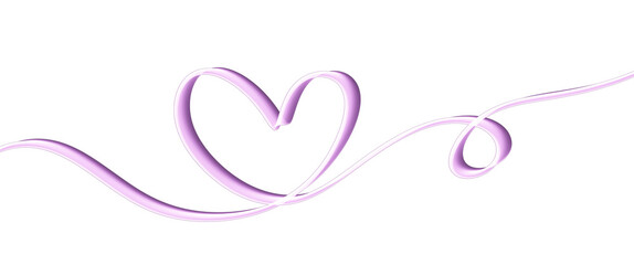 Fototapeta premium heart ribbon on transparent background 3d rendering purple clipart