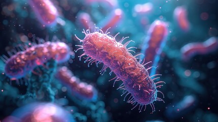 Bacteria colonies under a microscope. Generative AI
