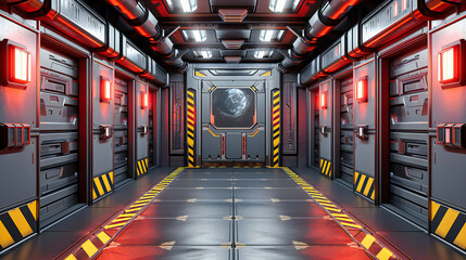 Futuristic Corridor Design, Sci-Fi Architecture in a Space Station or Modern Facility