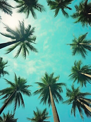 Sky view with palm trees  created with Generative AI technology
