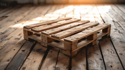 a pile of wooden pallets sitting on top of a wooden floor