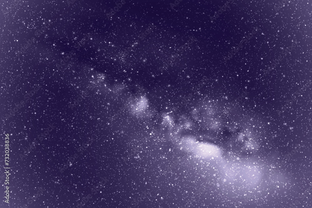 Sticker night starry sky and milky way. monochrome cold blue space background