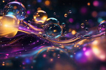 A mesmerizing fusion of liquid-like bokeh lights against a cosmic backdrop.
