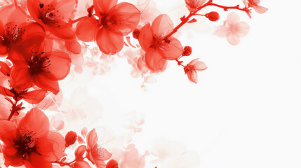 Fototapeta na wymiar a red flowered background with a white background