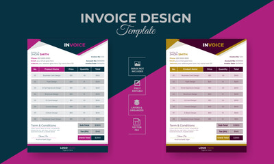Obraz premium Minimal invoice or bill form design template for business and office with best layout.