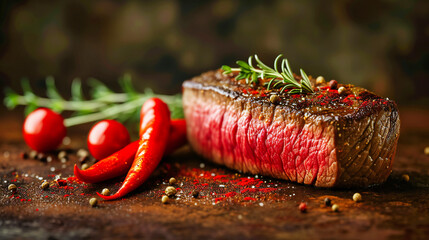 Gourmet beef steak preparation with fresh herbs and spices, ready for grilling to perfection for a delicious meal