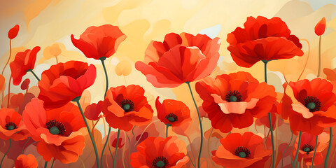 Poppies on a light background