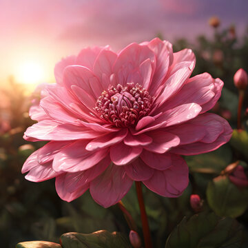 Pink Flower at Sunset