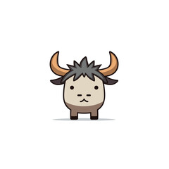 Vector illustration of a small cartoon gnu against a white background