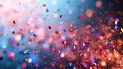 Minimalist background adorned with sparkling confetti, creating a mesmerizing cascade of light and color