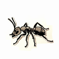 Ant, bright sticker on a white background